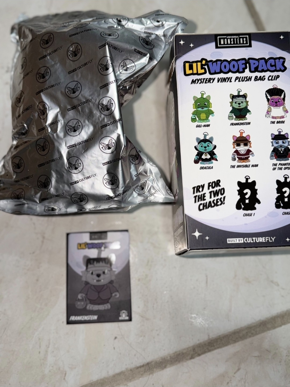 Lil' Woof Pack Mystery Vinyl Plush Bag Clip - Green Frankenstein